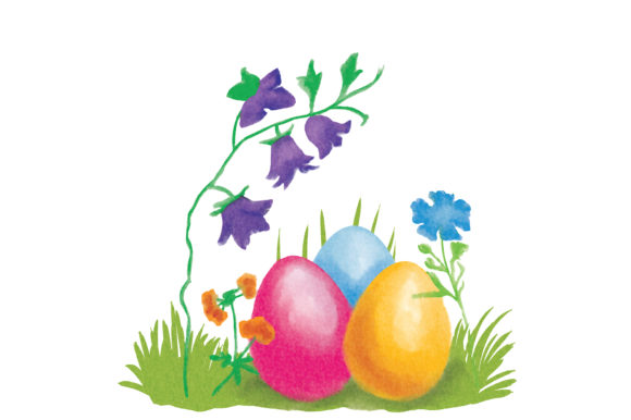 Flower meadow with easter eggs watercolor 580x386